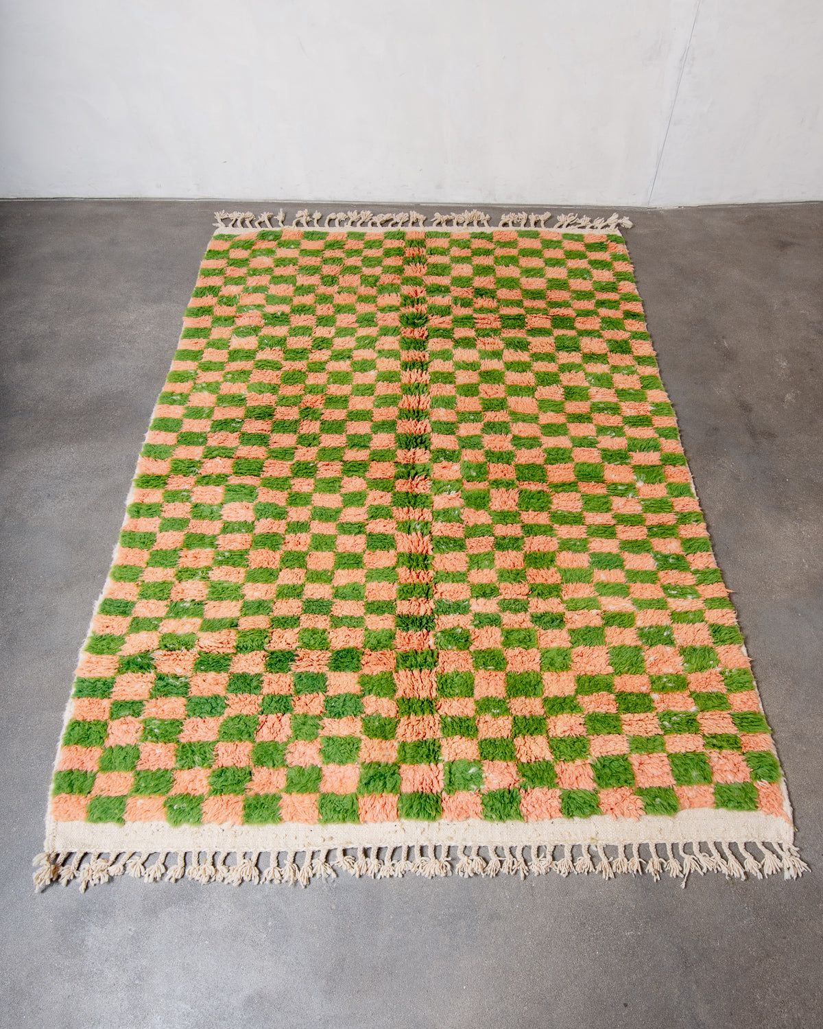 Modern, designer, handcrafted Berber rug from Morocco. Beniourain carpet with beautiful colours and patterns and fluffy wool texture.